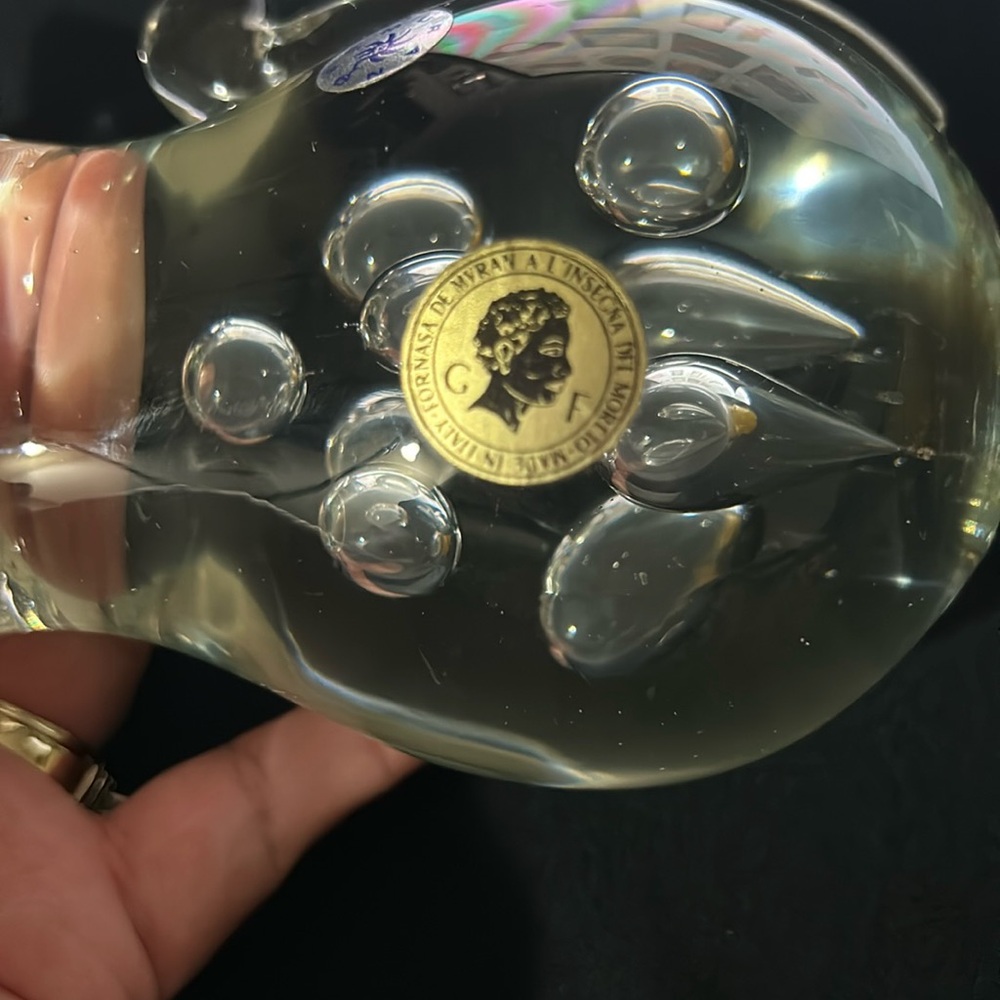 Murano Fornasa De Mvran clear Paperweight Glass Cat Sticker Italy - Picture 11 of 13
